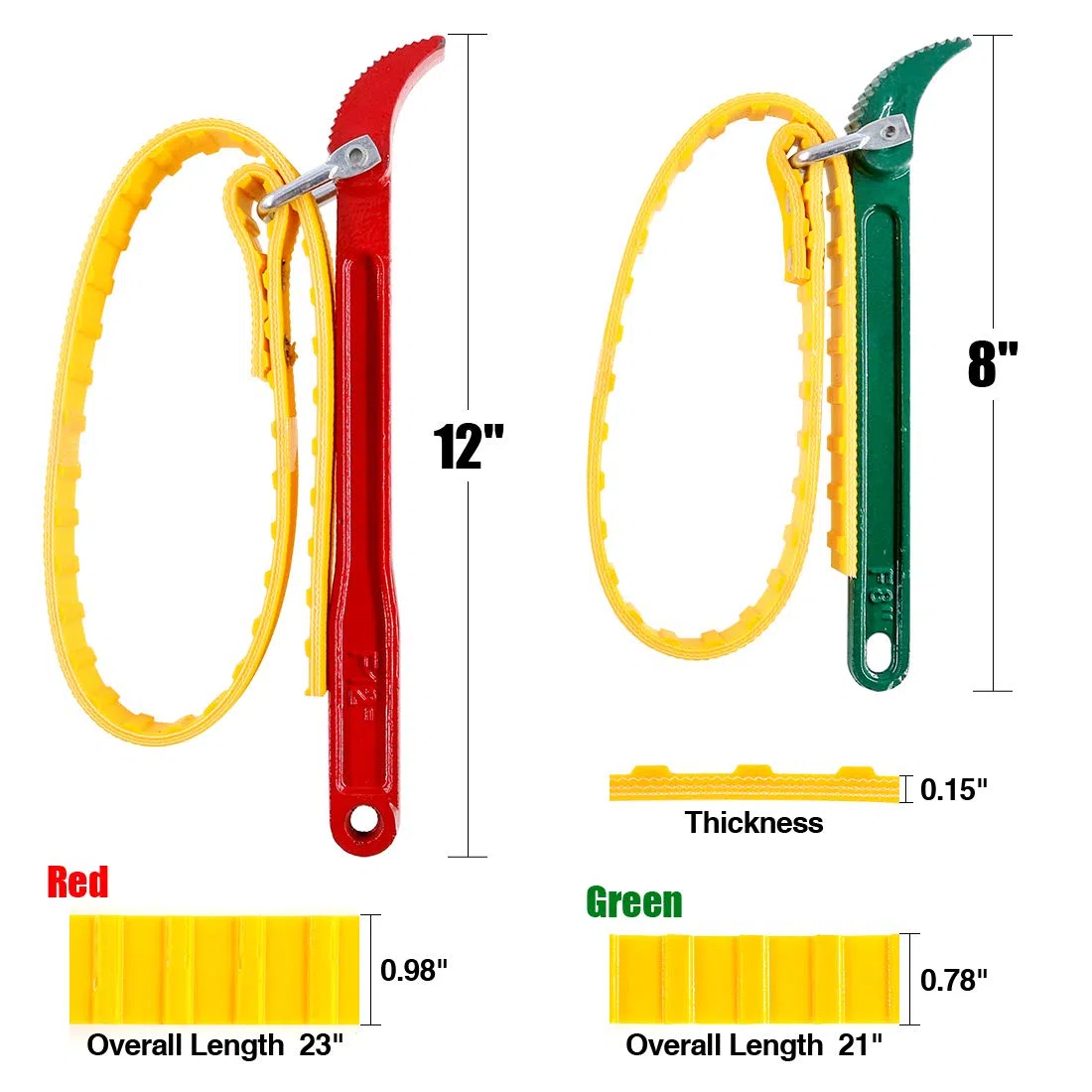 Swpeet 2 Pack Multi-Purpose réglable ceinture bracelet clé 12 "(300mm) et 7,8 "(200mm) poignée en acier réglable bracelet filtre ouverture clé pour l'ouverture du filtre, du tuyau
