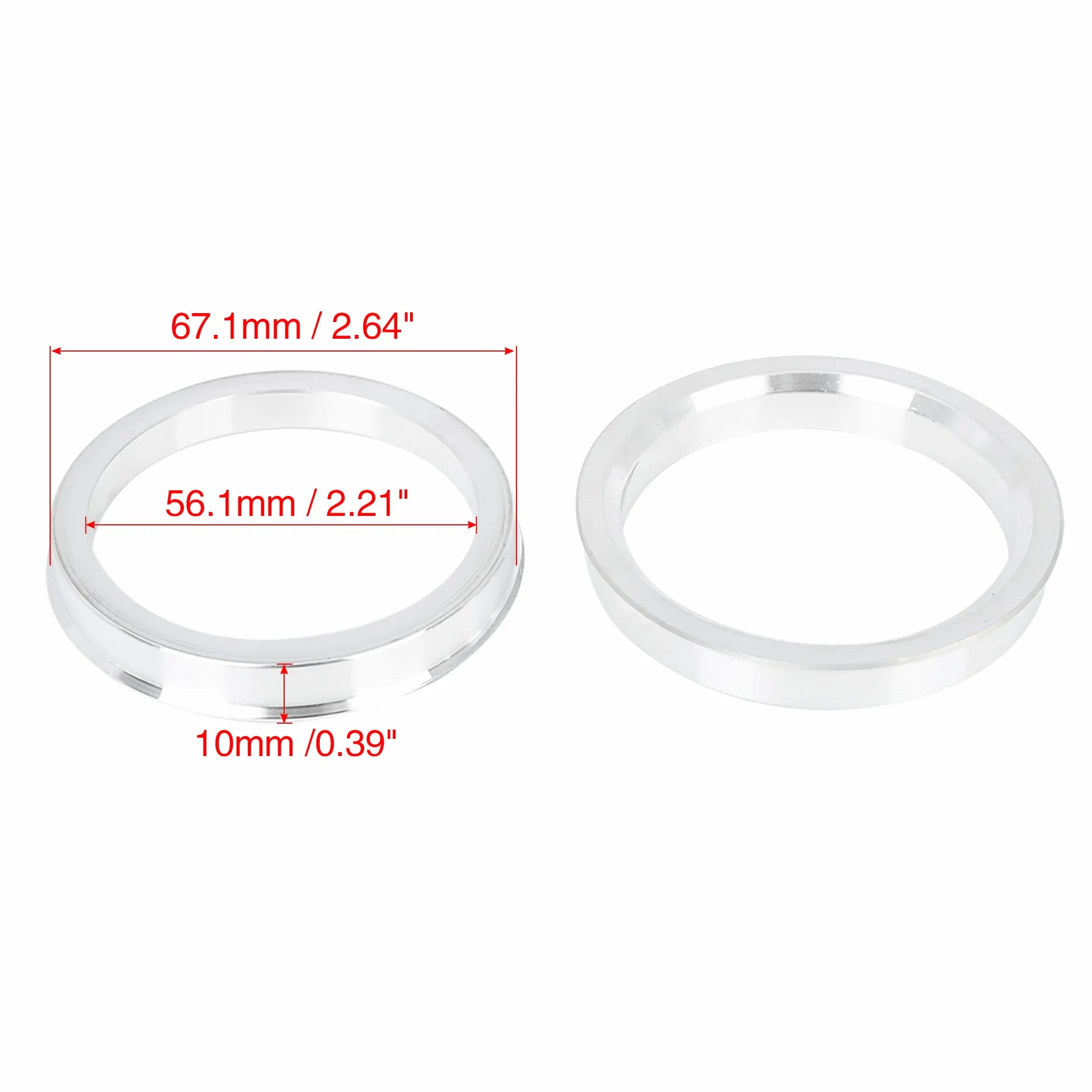 X AUTOHAUX Bague De Centrage 4Pcs 67.1 À 56.1mm Aluminium pour Roue | Profondeur 10mm, Couleur Argent, Anti-Vibrations, Ajustement Précis, Pour Jantes Et Moyeu, Usinage De Précision
