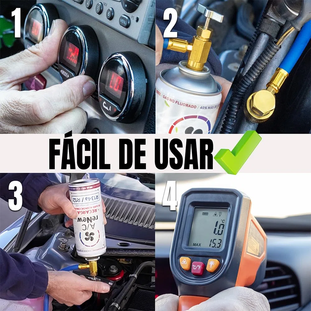 AC RENEW Recharge Climatisation Voiture Remplacement R134a Cartouche Gaz Réfrigérant pour Clim Voiture, Bonbonne 220g Plus Rendiment, Naturel et Écologique, Facile à Utiliser Soi Même
