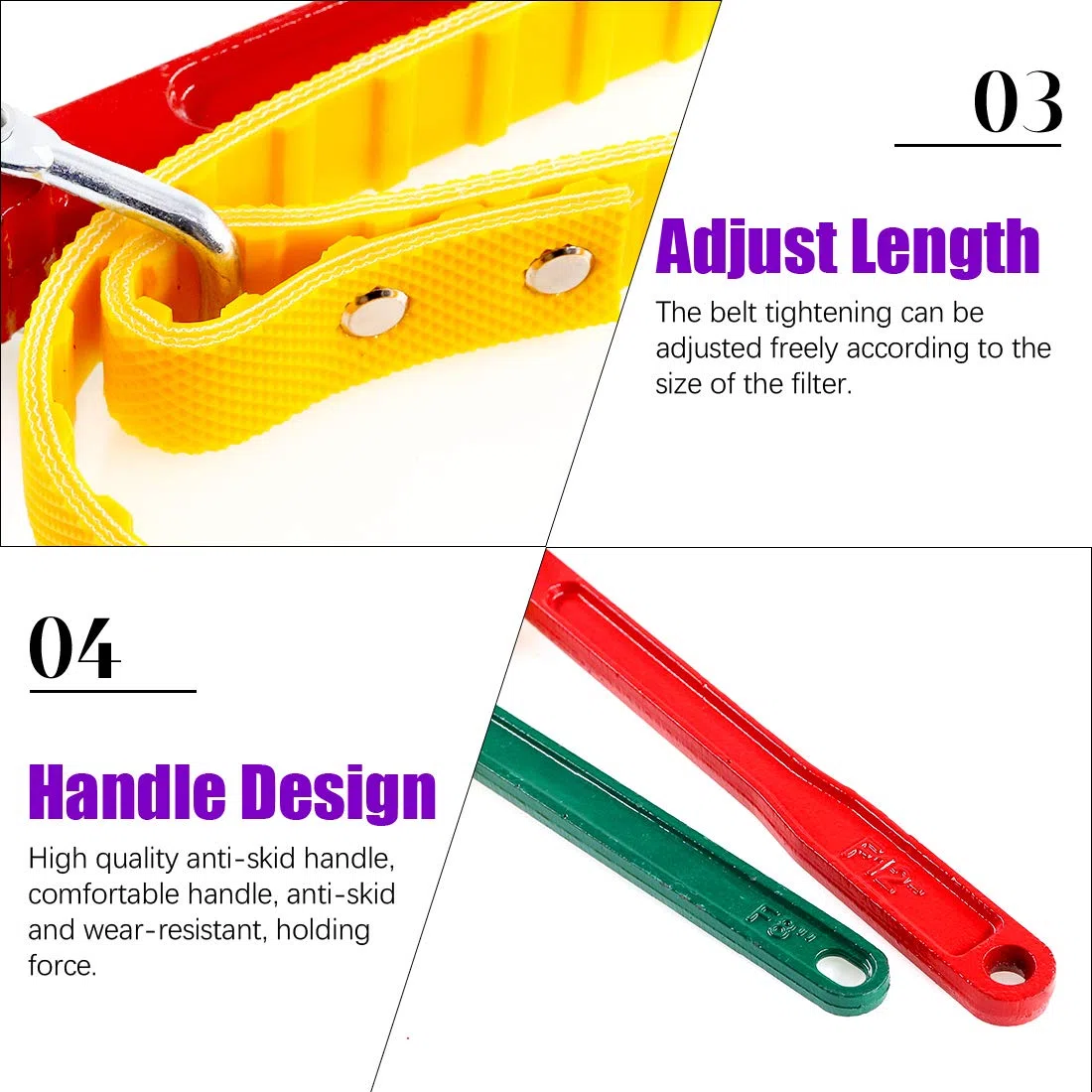 Swpeet 2 Pack Multi-Purpose réglable ceinture bracelet clé 12 "(300mm) et 7,8 "(200mm) poignée en acier réglable bracelet filtre ouverture clé pour l'ouverture du filtre, du tuyau