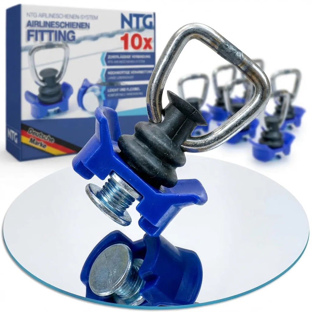NTG 10 pièces Fitting pour Rail Airlin 900 daN - Rails d'arrimage Single Ferrure d'extrémité Fitting d'extrémité - Accessoire idéal pour Un arrimage et Un Transport sûrs !