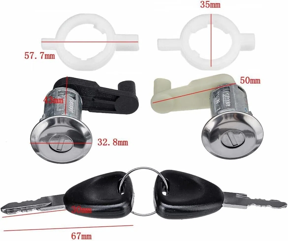 Autocraft (Lot de 2) Barillets de Porte Avant Gauche et Droit avec clés compatible MEGANE 1 SCENIC 1 CLIO 2 MASTER OEM 7701468981 7701468982