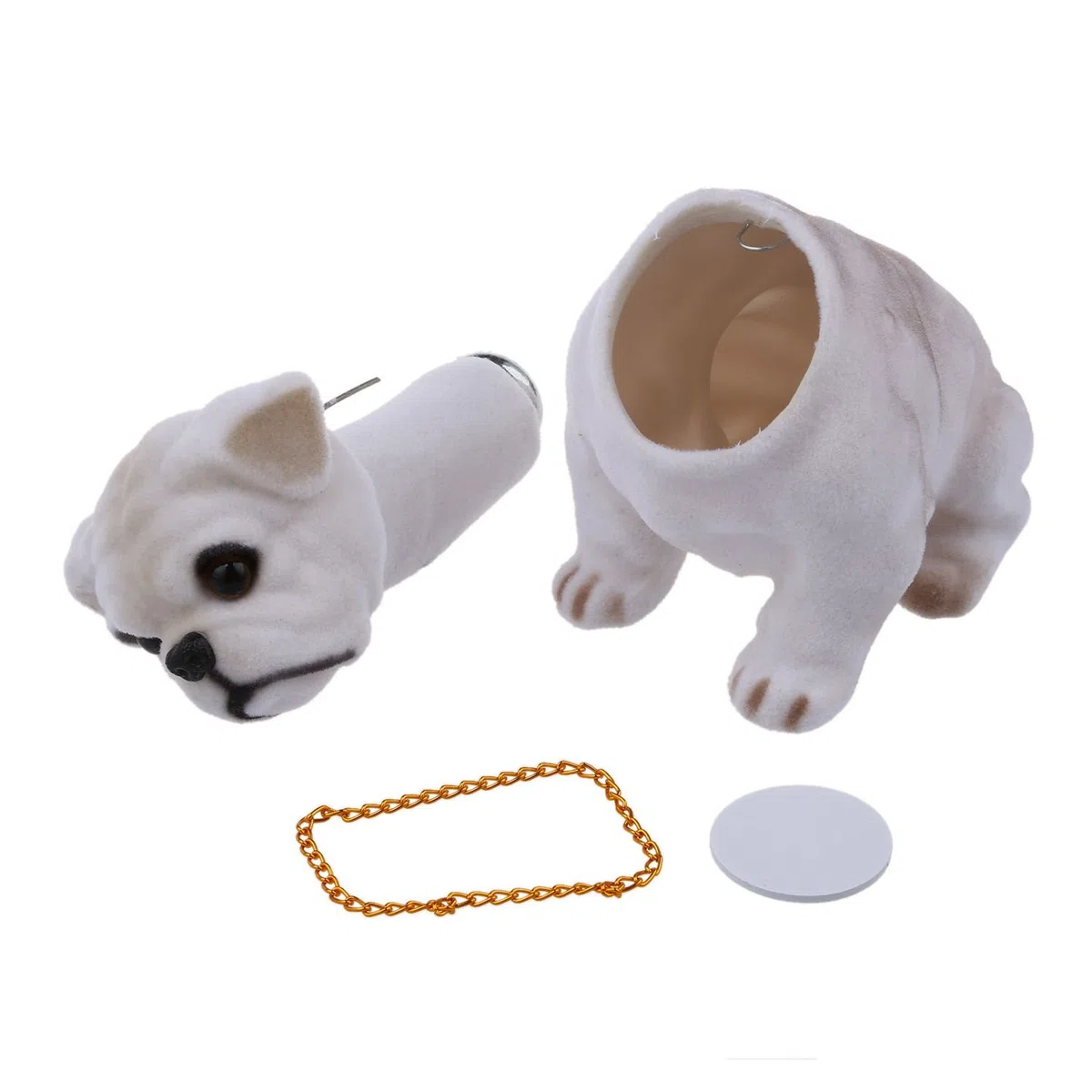 Blanc Gris Clair branlante Hochant la Bouledogue Chien de Decoration pour la Voiture