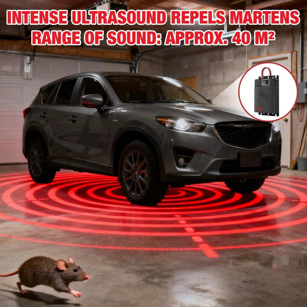 Ultrason Souris et Rats, 12v Anti Rongeur Voiture, Répulsif Souris, Anti Martre Voiture, Ultrasons Anti Rongeurs, Anti-Martres, Souris, Ratons Laveurs et Rongeurs, pour Voiture, Garage, Grenier