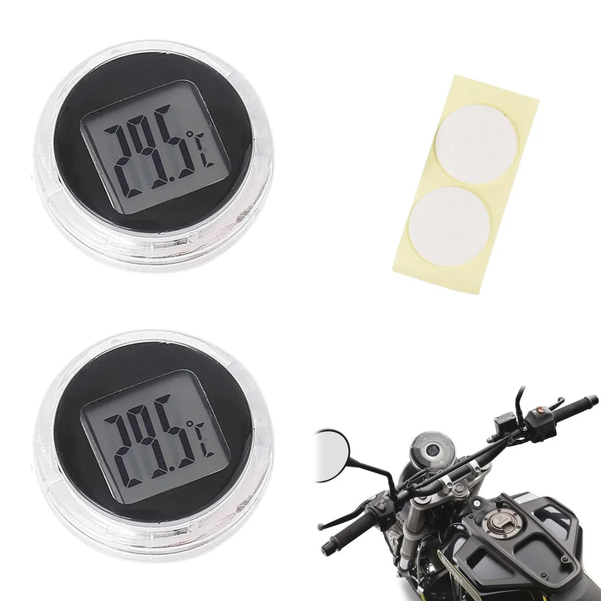 Moto Thermomètre,2 Pièces Thermomètre Numérique de Moto,Thermomètres de Motos,Numérique de Motos,Thermomètres Numériques,Montre pour Guidon de Vélo,pour Cuisine Salle de Bain Voiture