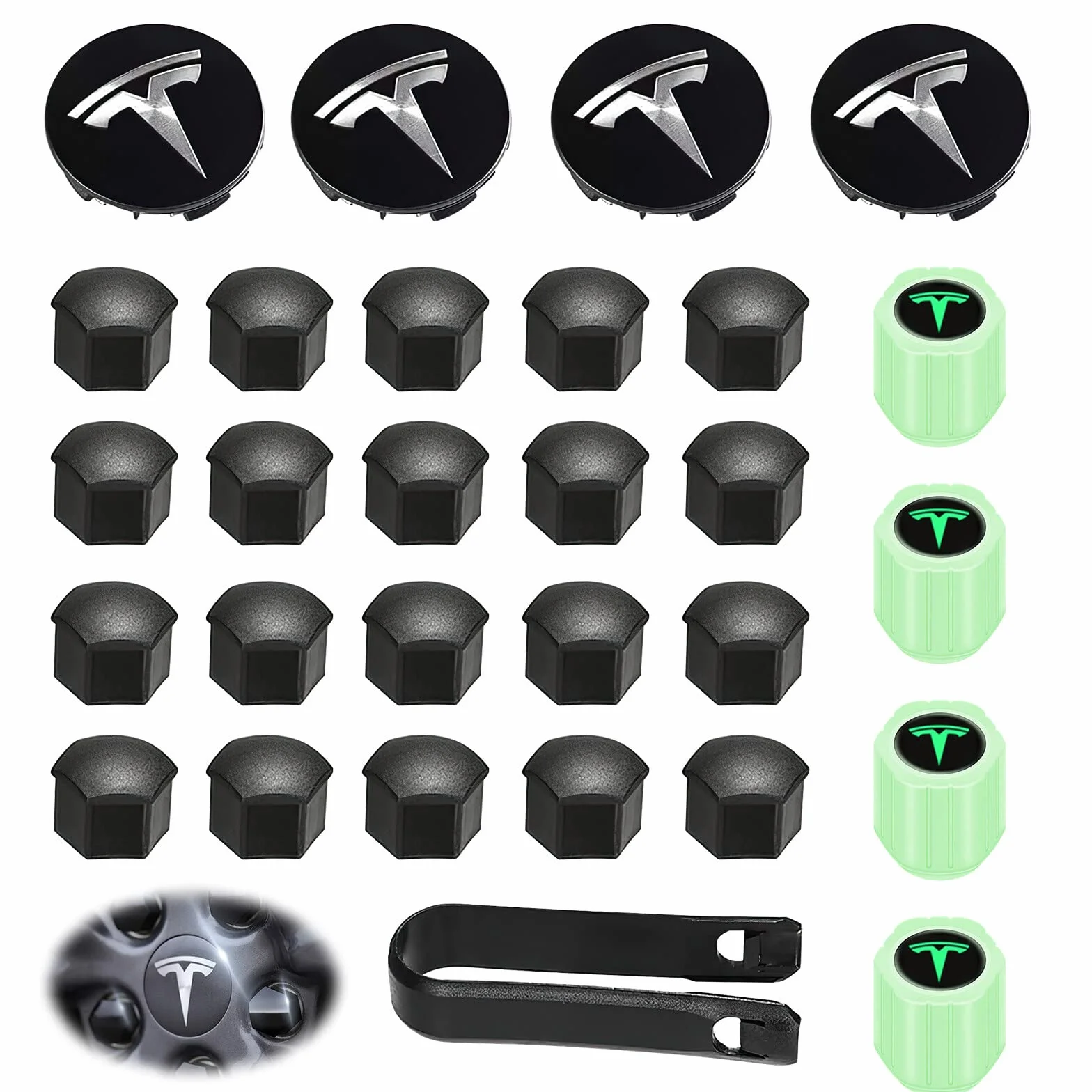 Kit d'enjoliveurs Tesla avec logo Tesla pour modèle 3, Y et S, X